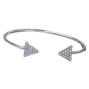 Silvertone Triangle Pave Cuff With Swarovski Crystals
